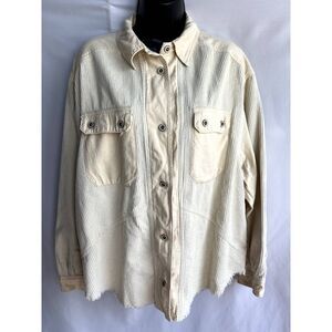 Thread & Supply Corduroy Beige Cream Shacket Shirt Jacket Size S Utility Unisex